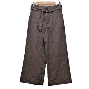Free People Belted High Waist Wide Leg Pants Brown Tweed Trouser Women’s Size 2